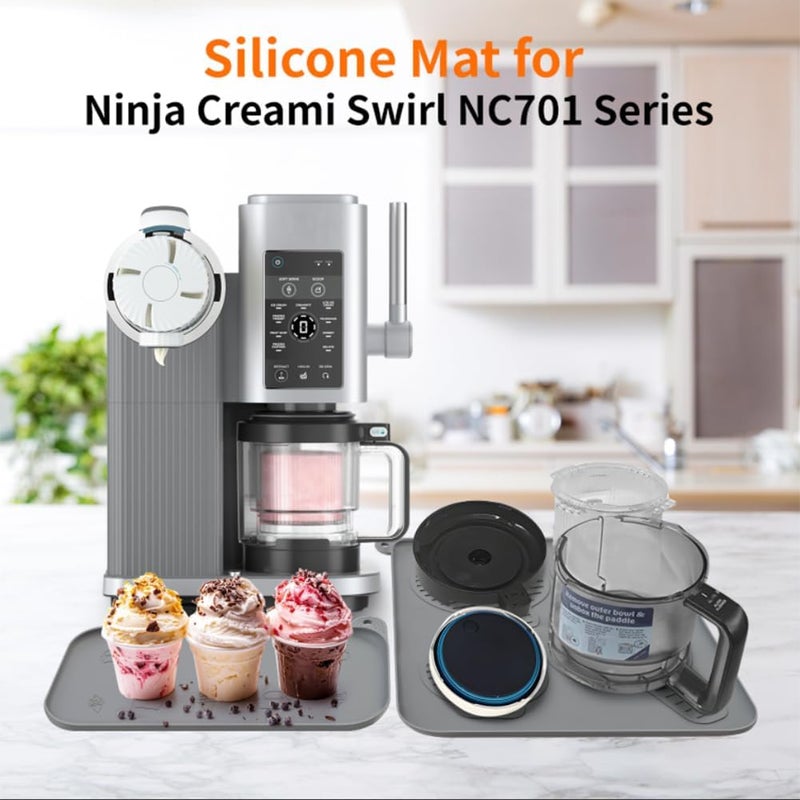 PCTTOIL Silicone Mat for Ninja Creami Swirl - Non-Slip, Leak Proof Mat Set Protects Countertops from Spills, Scratches, Heat - Fits Ice Creami Maker & Coffee Machines Accessories - Image 2